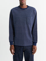 Beams Plus - Pocket T-Shirt Jacquard Stripe in Navy