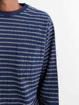 Beams Plus - Pocket T-Shirt Jacquard Stripe in Navy