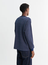 Beams Plus - Pocket T-Shirt Jacquard Stripe in Navy