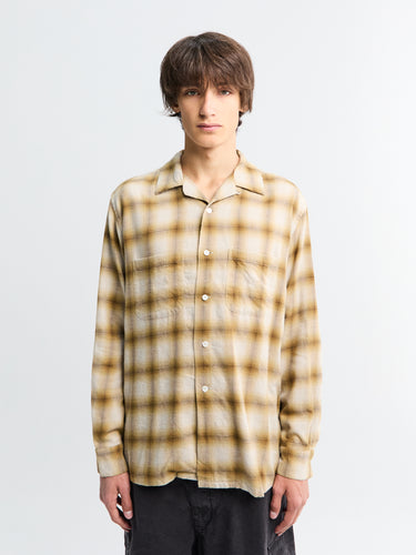 Beams Plus - Open Collar Ombre Shirt in Brown