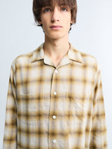Beams Plus - Open Collar Ombre Shirt in Brown