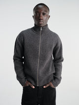 Berner Kühl - Shrunk Full Zip Drained Knit in Charcoal