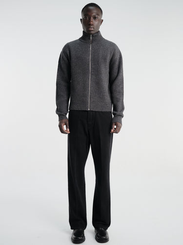 Berner Kühl - Shrunk Full Zip Drained Knit in Charcoal