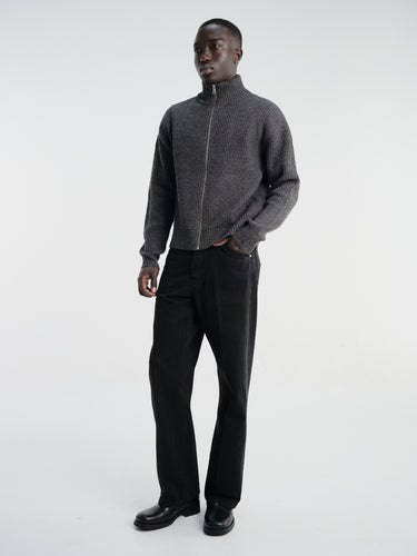 Berner Kühl - Shrunk Full Zip Drained Knit in Charcoal