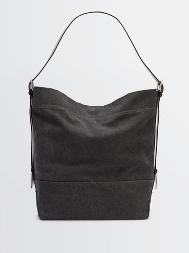 Belted Tote Bag in Ash Black