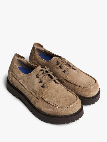 Birkenstock - Highwood Moc Lace Low Suede Leather Shoes in Gray Taupe