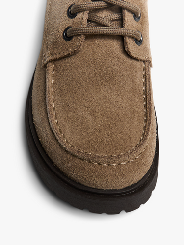 Birkenstock - Highwood Moc Lace Low Suede Leather Shoes in Gray Taupe