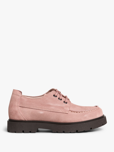 Highwood Moc Lace Low Suede Leather Shoes in Pink Clay