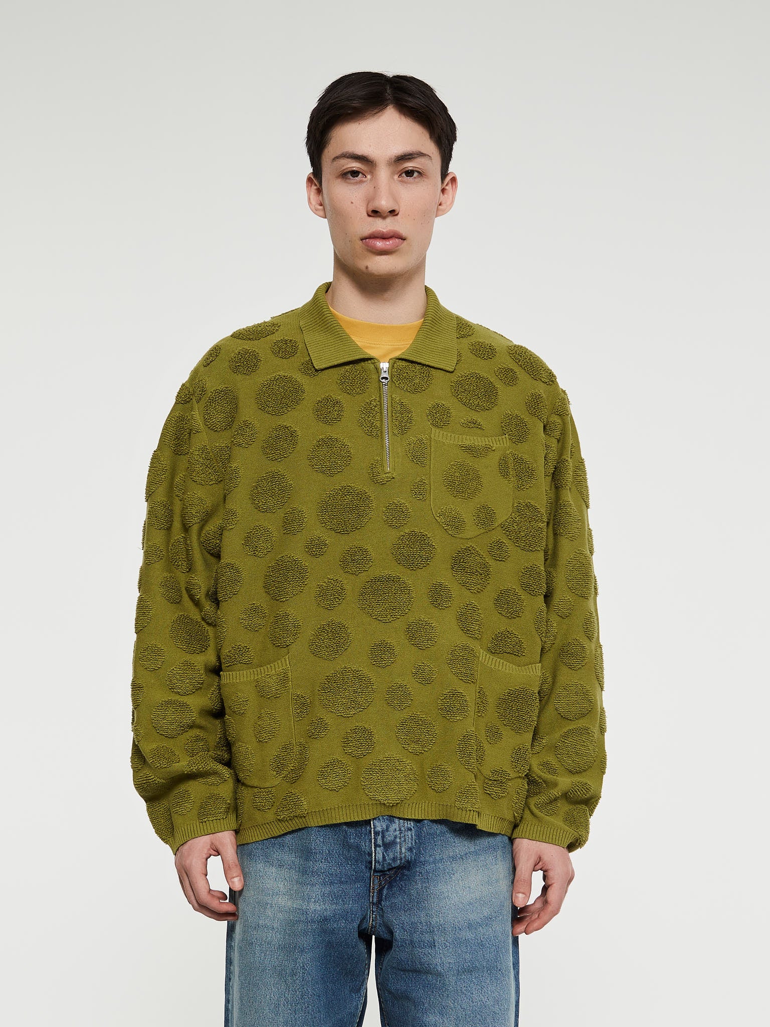 Dot Half Zip Sweater i Grøn