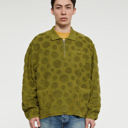 Dot Half Zip Sweater in Green