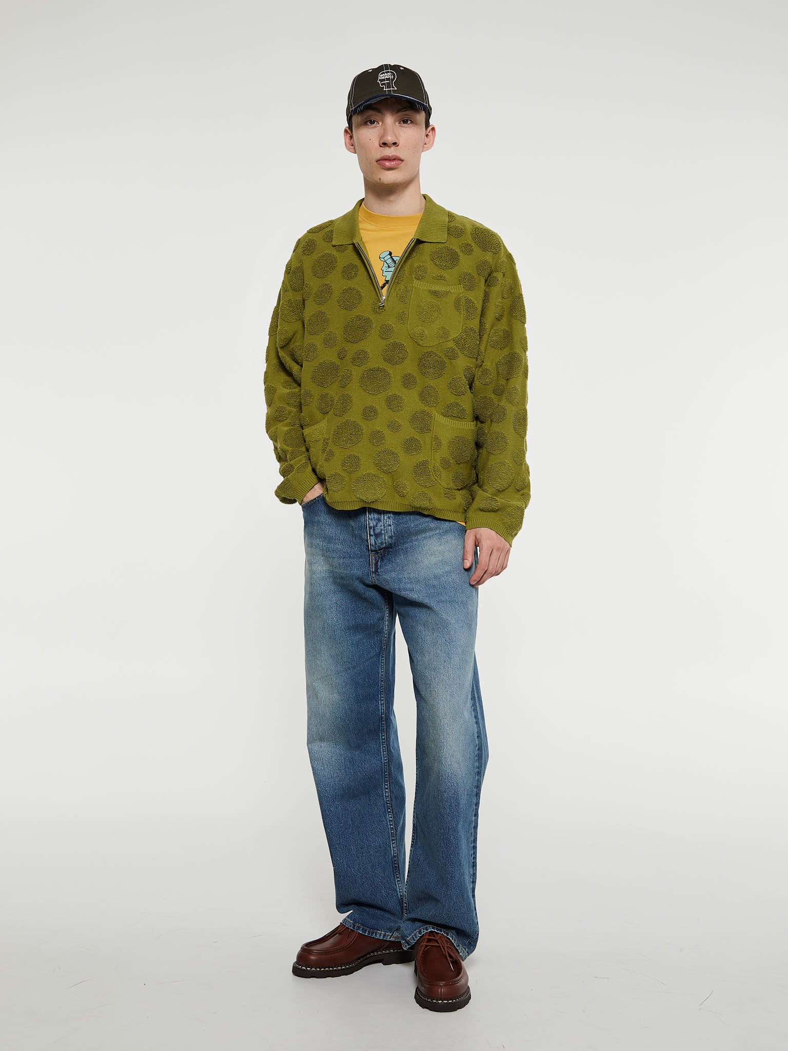Dot Half Zip Sweater in Green