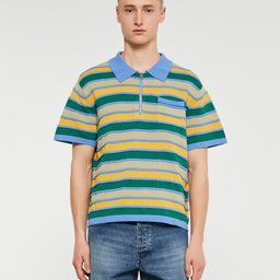 Brain Dead - Lifted Stripe Half Zip Shirt in Yellow Multi