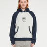 Brain Dead - Fleece Logo Head Raglan Hoodie in Oatmeal Navy