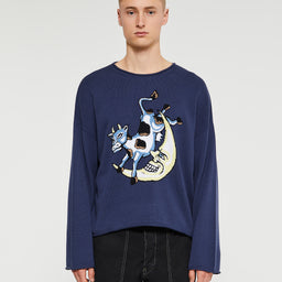 Brain Dead - Diddle Cropped Sweater in Navy