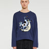 Brain Dead - Diddle Cropped Sweater in Navy