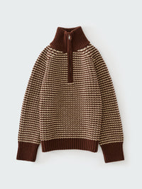 Studio Nicholson - Studio Nicholson x Aaron Levine Ribbed Zip Jumper in Chocolate Oatmeal Stripe