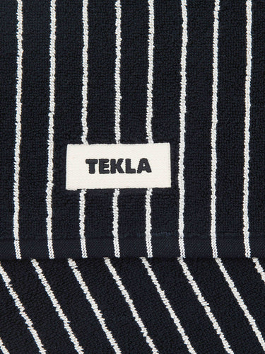 Tekla - Terry Bath Mat in Black Stripes