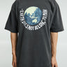 Cactus Store - Earth Does Not Belong To Man T-Shirt in Washed Black