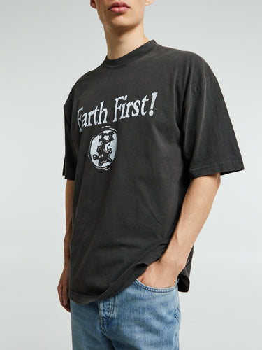 Cactus Store - Earth First Humans Second T-Shirt in Washed Black