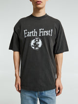 Cactus Store - Earth First Humans Second T-Shirt in Washed Black