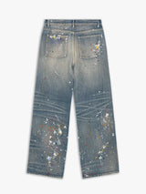 Calm. - Paintsplatter Jeans in Blue Denim and Multi