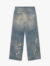 Calm. - Paintsplatter Jeans in Blue Denim and Multi
