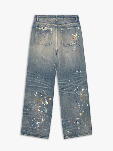 Calm. - Paintsplatter Jeans in Blue Denim and Multi