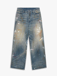 Calm. - Paintsplatter Jeans in Blue Denim and Multi