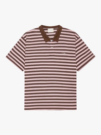 Calm. - Classic Polo in Pink and Brown Stripe