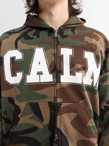 Calm. - Rhinestone Hoodie in Camo