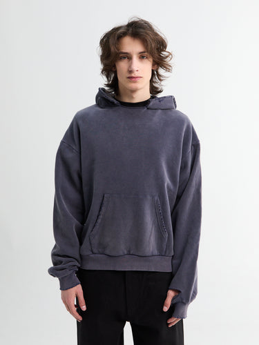 Calm. - Washed Hoodie in Navy Blue