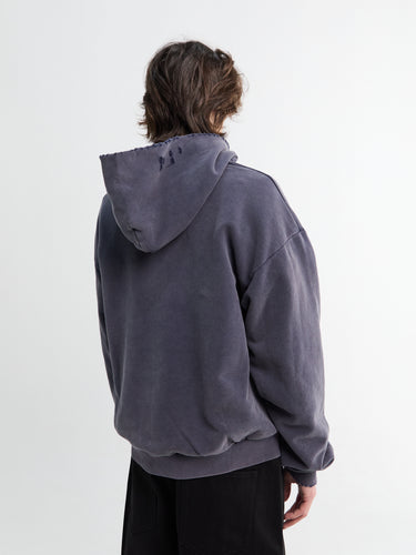 Calm. - Washed Hoodie in Navy Blue