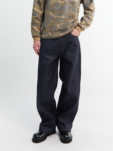 Calm. - Blue Raw Selvedge Jeans in Blue Denim