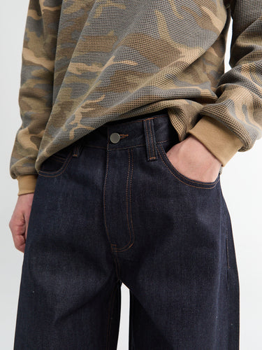 Calm. - Blue Raw Selvedge Jeans in Blue Denim