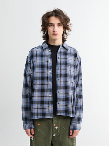 Calm. - Fannel Blue Shirt in Blue Denim