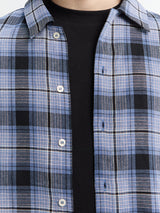 Calm. - Fannel Blue Shirt in Blue Denim