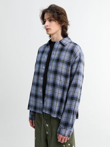 Calm. - Fannel Blue Shirt in Blue Denim