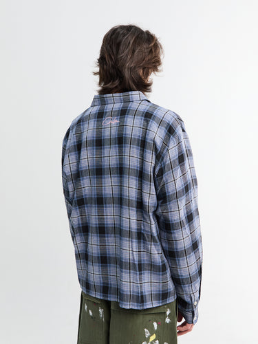 Calm. - Fannel Blue Shirt in Blue Denim