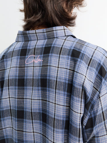 Calm. - Fannel Blue Shirt in Blue Denim