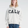 Calm. - Rhinestone Hoodie Grey