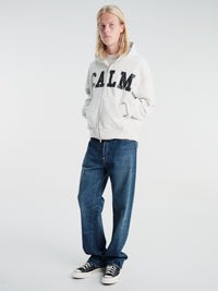 Calm. - Rhinestone Hoodie Grey