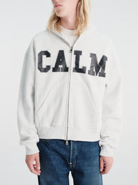 Calm. - Rhinestone Hoodie Grey