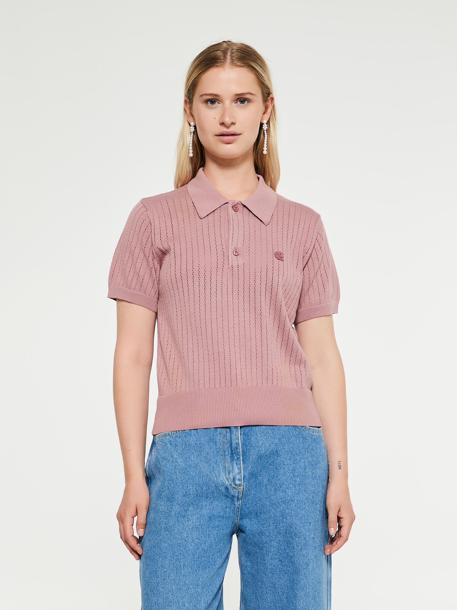 W' Short Sleeved Norlina Polo Knit in Rose