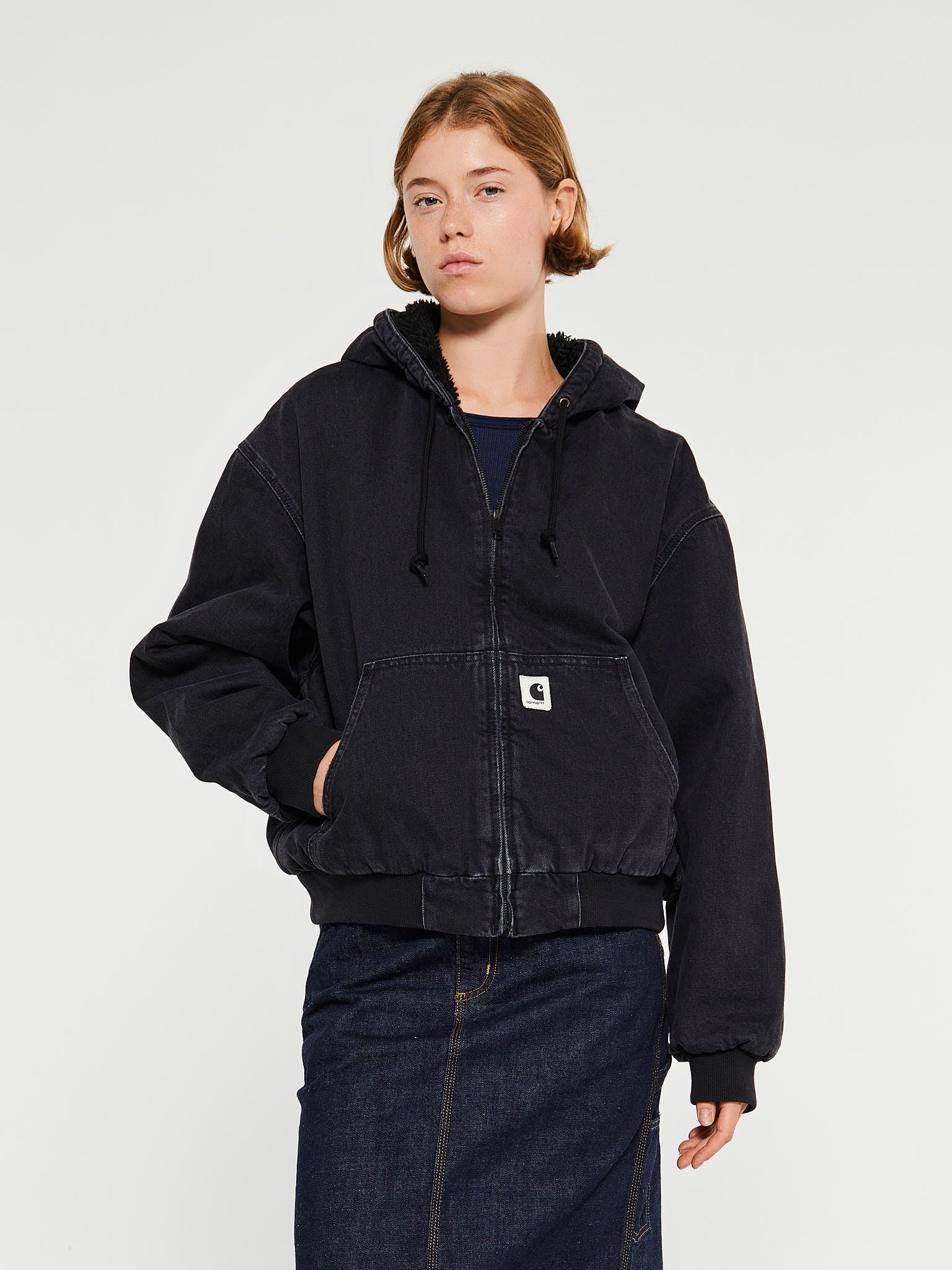 Carhartt WIP W OG Active Jacket in Black Stone Washed Stoy