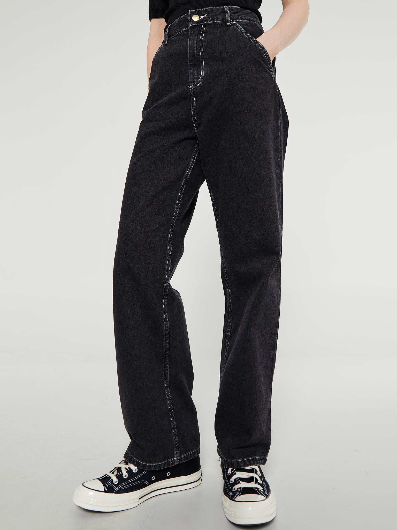 Carhartt WIP - W' Simple Pants in Black Stone Washed