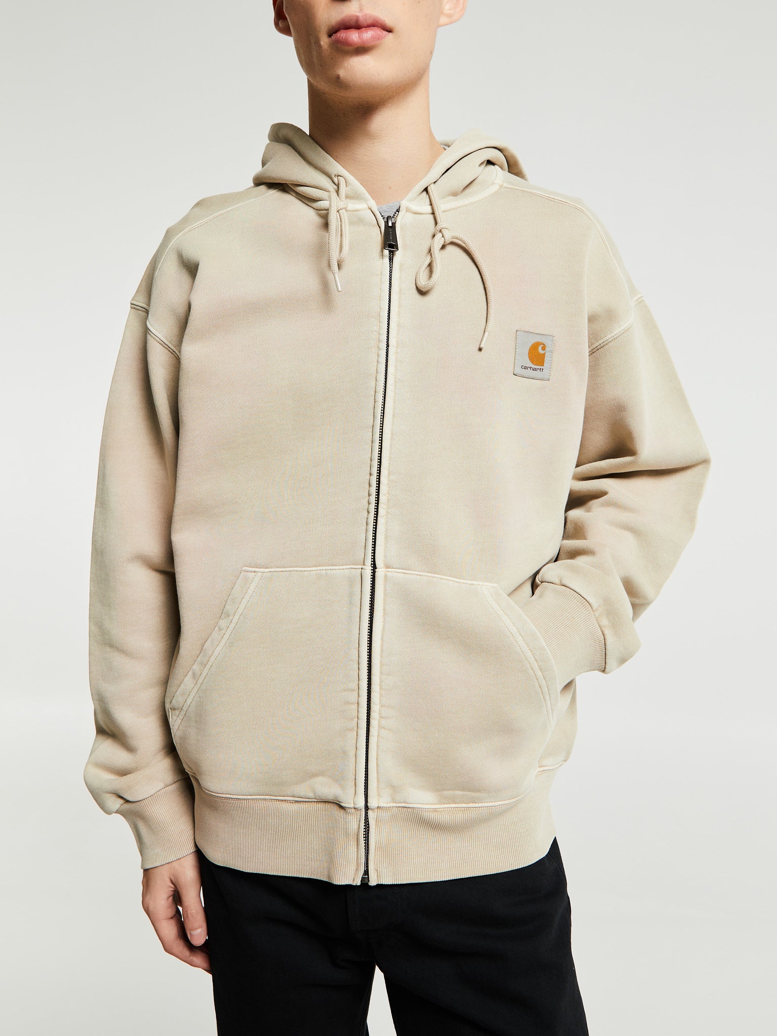 Carhartt WIP - Hooded Nelson Jacket Cotton Sweat in Fleur De Sel Garment Dyed