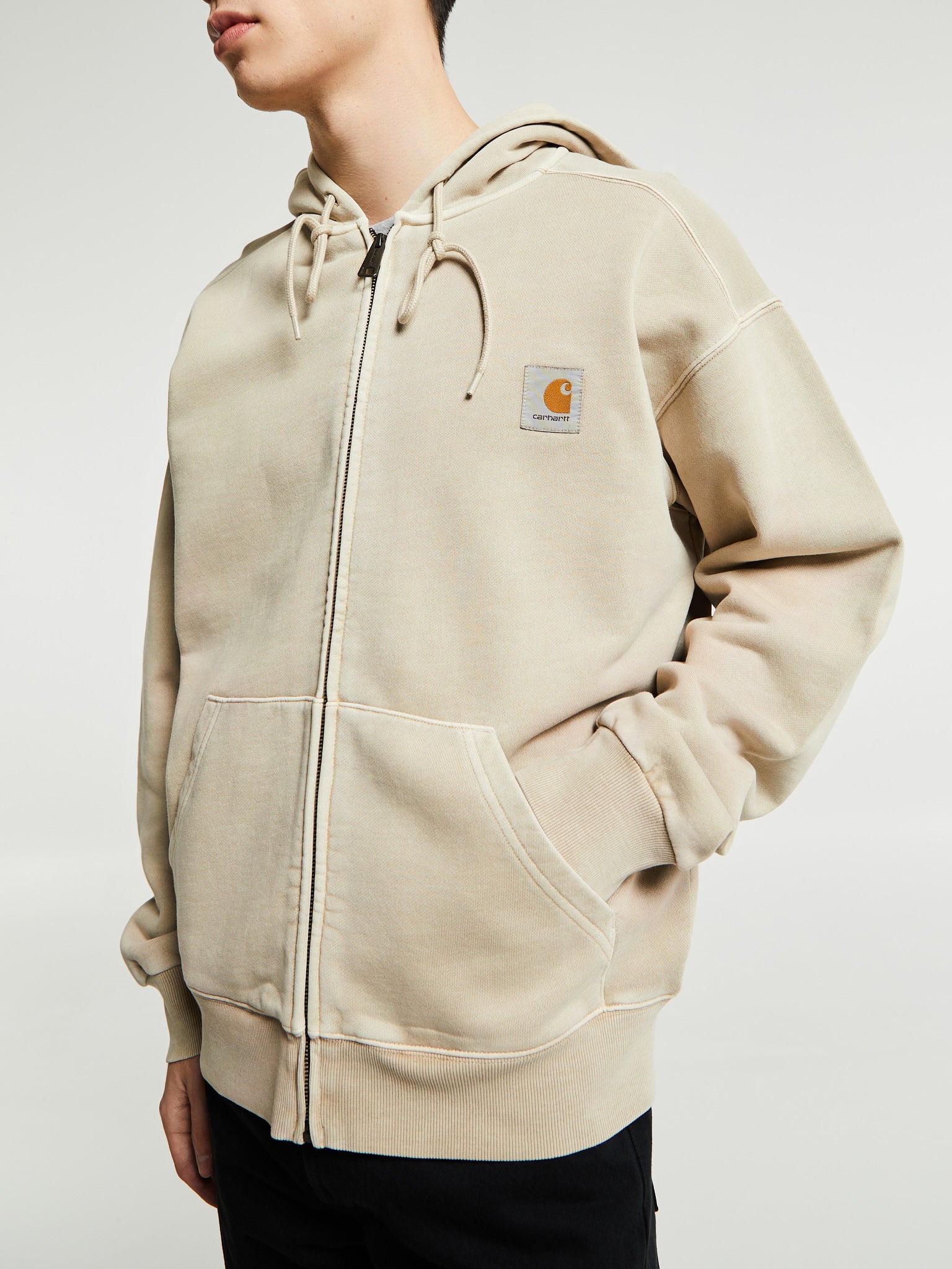 Carhartt WIP - Hooded Nelson Jacket Cotton Sweat in Fleur De Sel Garment Dyed