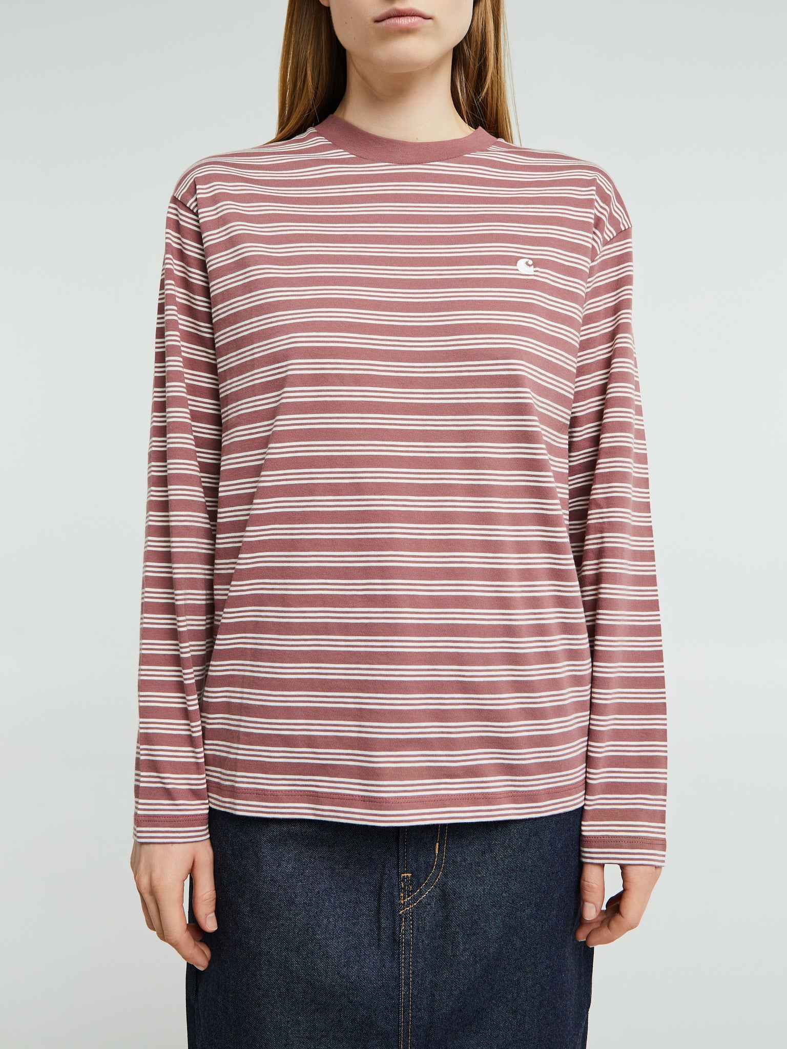 Carhartt WIP - W' Long Sleeve Sydney T-Shirt in Sydney Stripe Dusky Pink