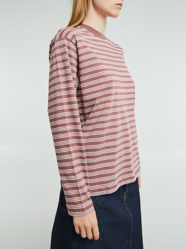 Carhartt WIP - W' Long Sleeve Sydney T-Shirt in Sydney Stripe Dusky Pink