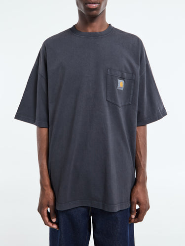 Carhartt WIP - Hudson Pocket T-Shirt in Black Chalk Wash